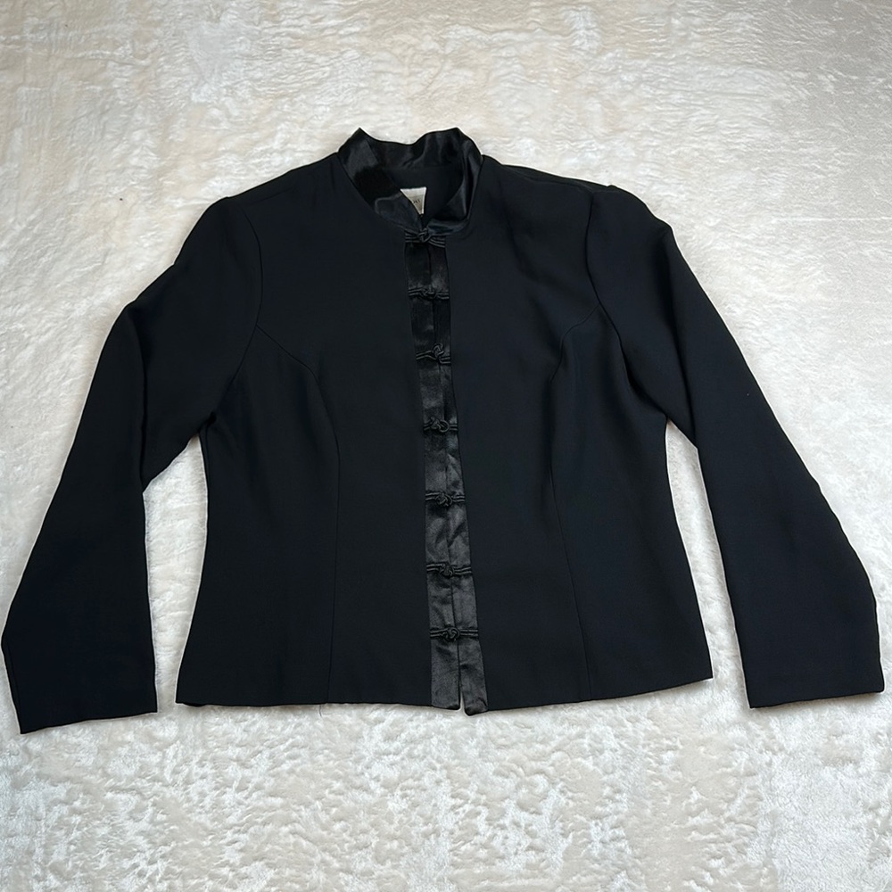 S.L. Fashions Black Satin-Trimmed Jacket